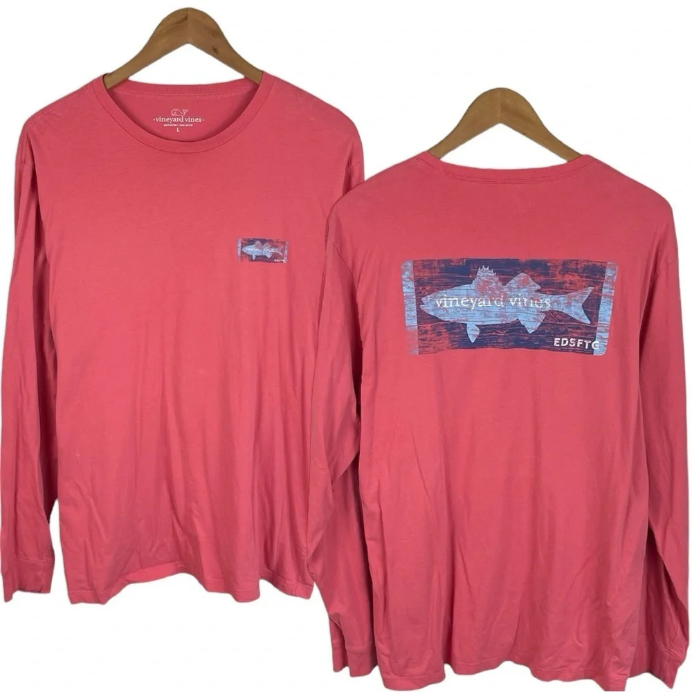 LS199 Men’s Vineyard Vines Preppy Whale Brand Long Sleeve T Shirt L